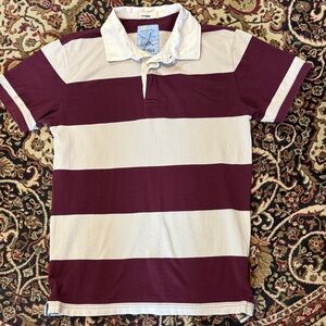 Vintage NWOT GAP 1969 XL Striped Maroon and cream Men's Polo Shirt